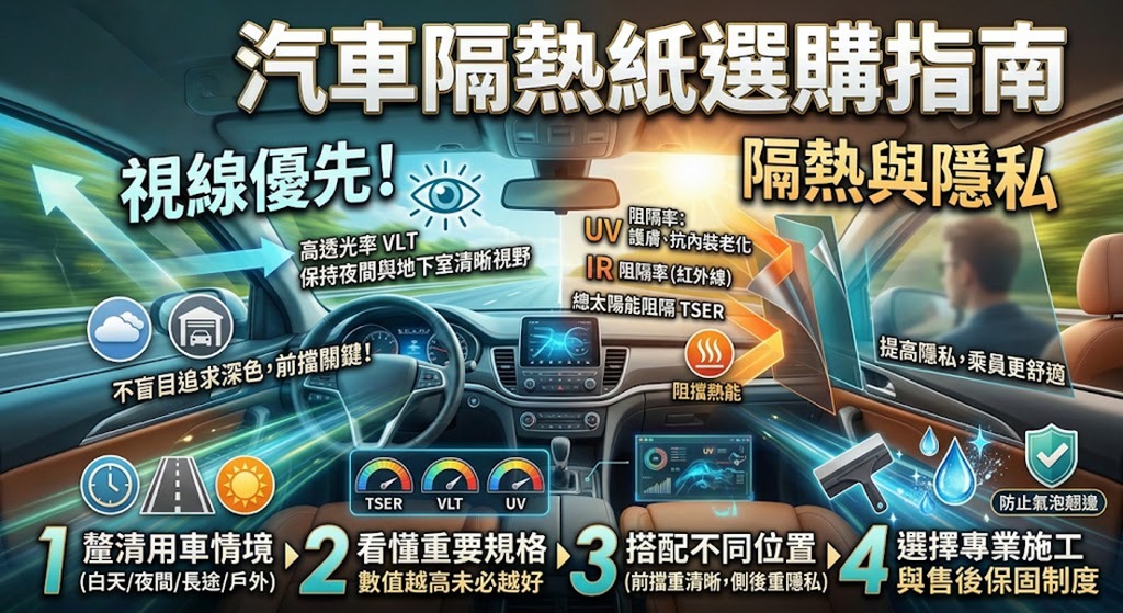 汽車隔熱紙怎麼選?隔熱率、透光率與施工重點一次看懂