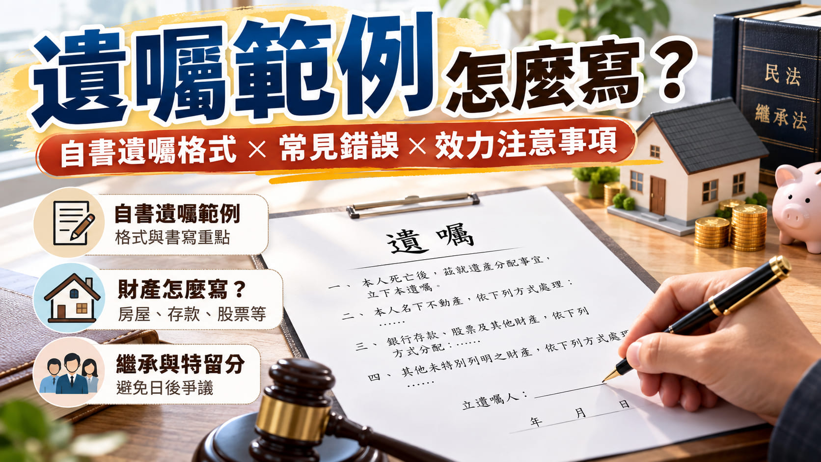遺囑範例怎麼寫?自書遺囑格式、常見錯誤與效力注意事項