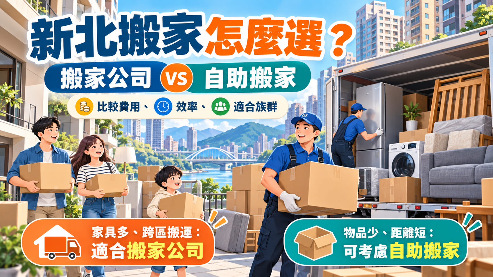 新北搬家怎麼選？搬家公司 vs 自助搬家，費用、效率與適合族群完整比較